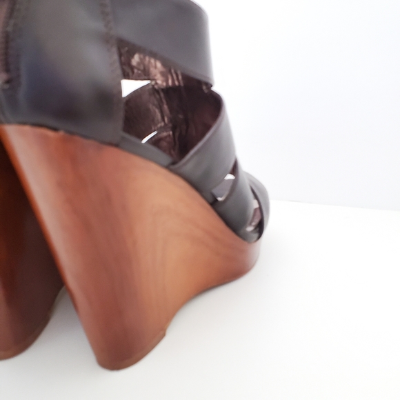 Ann Taylor Loft Kourtney Brown Leather Wedges Size 8 - Picture 8 of 10